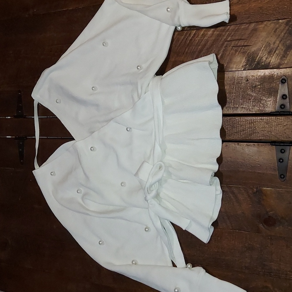 Peplum Sweater, pearl detail